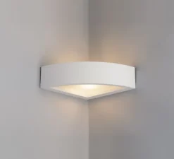 Applique d'angle, Vertbois, plâtre, prêt à peindre Muriel, blanc, Ø20,5cm, H7cm - Nedgis