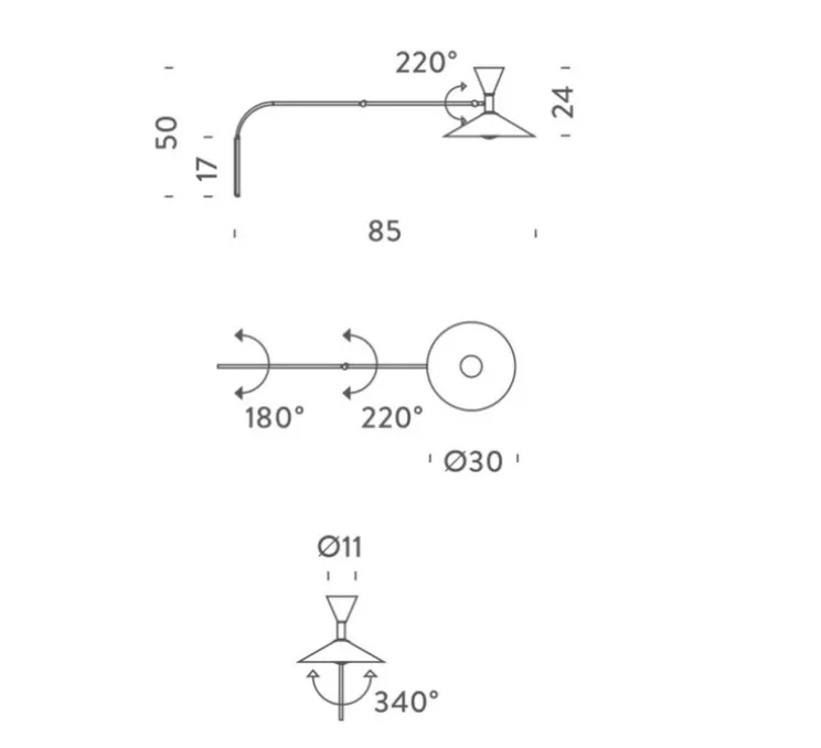 Applique, De Marseille Mini, blanc, L85cm, H50cm - Le Corbusier - Nemo Lighting