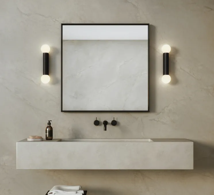 Applique de salle de bain, Ortona Twin, noir, IP44, L9cm, H38,5cm - Astro