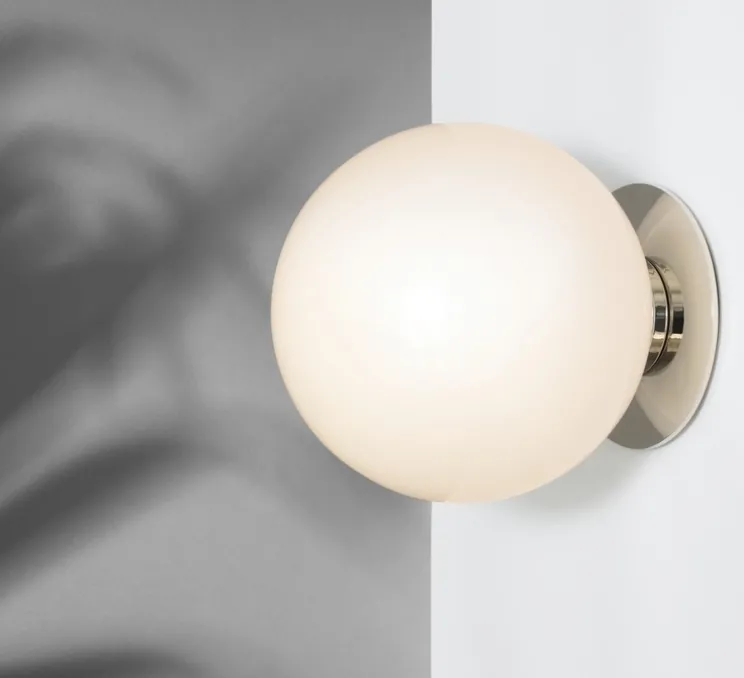 Applique de salle de bain, Mezzo Large, nickel, IP44, Ø18cm, H19cm - CTO lighting