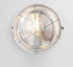 Applique de salle de bain, hublot en bakélite, IP54, blanc, verre transparent, H17cm, L21,5cm - Zangra