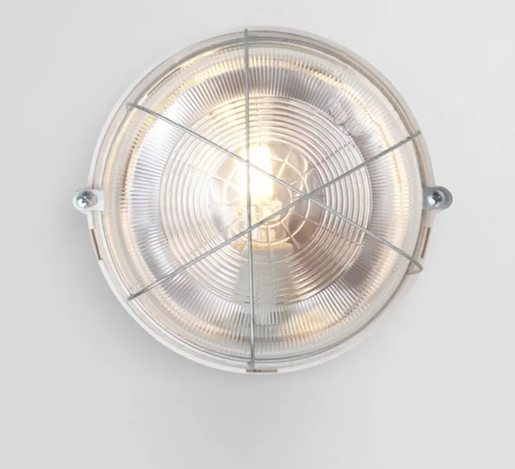 Applique de salle de bain, hublot en bakélite, IP54, blanc, verre transparent, H17cm, L21,5cm - Zangra