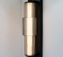 Applique de salle de bain, Mojo, noir, verre fumé, LED, dim, 3000K, 1096 lm, L8cm, H45cm - Nexel