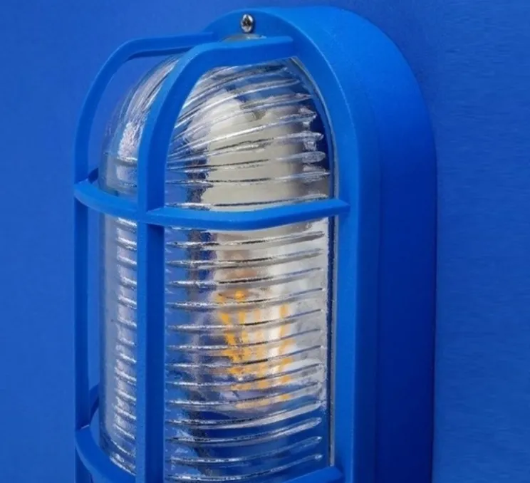 Applique de salle de bain, Benji, verre transparent, bleu, IP44, L11cm, H22cm - Zangra