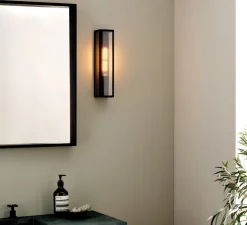 Applique de salle de bain, Harvard, noir, IP44, Ø8cm, H35cm - Astro