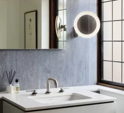 Applique de salle de bain, Niimi Round LED, chrome poli, IP44, LED, 3000K, 146 lm, Ø25cm, P11,5 - 35cm - Astro