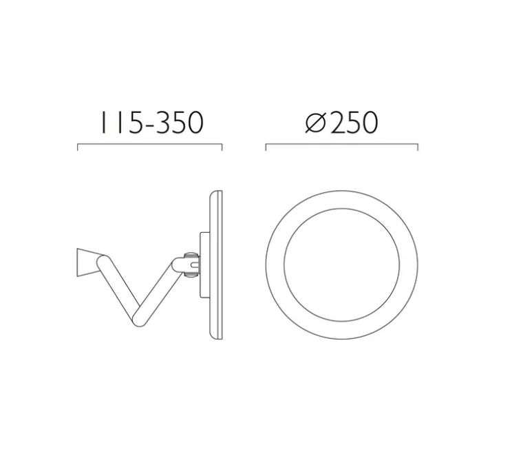 Applique de salle de bain, Niimi Round LED, chrome poli, IP44, LED, 3000K, 146 lm, Ø25cm, P11,5 - 35cm - Astro