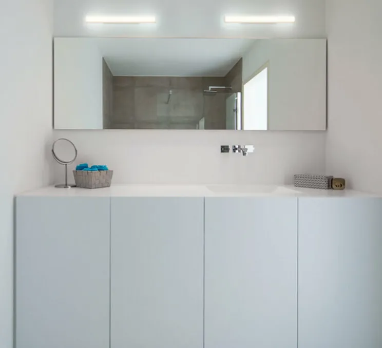 Applique de salle de bain, Mirba 2.0, blanc, IP44,LED, 2700K, 820lm, Ø4cm, H60,9cm - Wever&Ducré