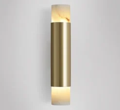 Applique de salle de bain, Roma Tall , laiton et albâtre, IP44, LED, 2700K, L5,4cm, H8,5cm - CTO lighting