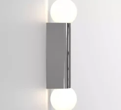 Applique de salle de bain, Ortona Twin, chrome poli, IP44, L9cm, H38,5cm - Astro