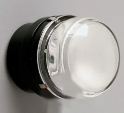 Applique de salle de bain, Fresnel, IP44, noir, Ø12cm, H10cm - Oluce