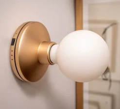 Applique de salle de bain, Bee, or givré, IP65, Ø12cm, H18cm - Humble