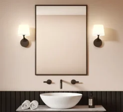 Applique de salle de bain, Millie, noir mat, blanc, IP44, L16cm, H27,6cm - Astro