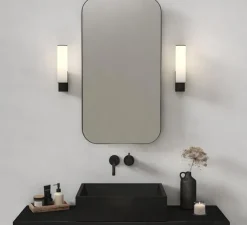 Applique de salle de bain, Kyoto, noir mat, IP44, LED, 2700K, 291lm, L6cm, H27,7cm - Astro Lighting