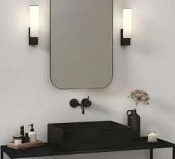 Applique de salle de bain, Kyoto, noir mat, IP44, LED, 2700K, 291lm, L6cm, H27,7cm - Astro Lighting