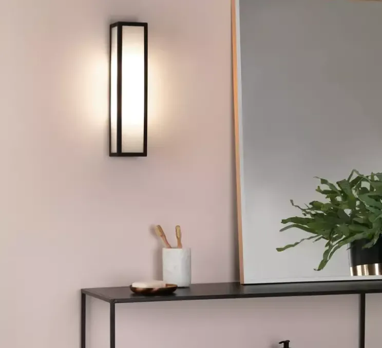 Applique de salle de bain, Salerno classic 350, noir texturé, IP44, Ø8cm, H35cm - Astro