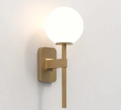 Applique de salle de bain, Tacoma Single, laiton, verre opalin, IP44, L7cm, H27cm - Astro Lighting