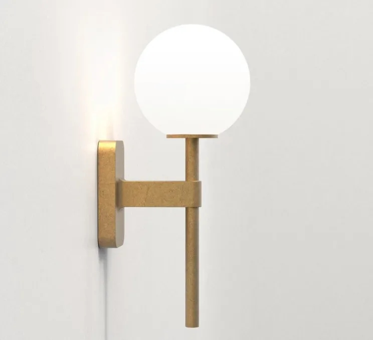 Applique de salle de bain, Tacoma Single, laiton, verre opalin, IP44, L7cm, H27cm - Astro Lighting