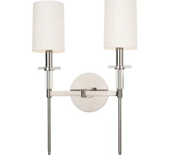 Applique de salle de bain, Amherst double, nickel poli, IP44, L33cm, H47,6cm - Hudson Valley Lighting