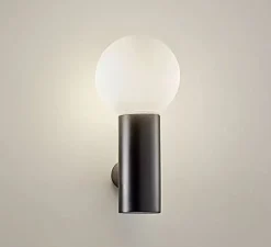 Applique de salle de bain, Mist simple, noir, IP44, Ø10cm, H20cm - LEDs C4