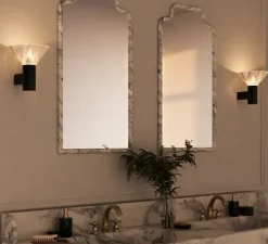 Applique de salle de bain, Torres, bronze et albâtre, IP44, L20cm, H20,7cm - CTO lighting