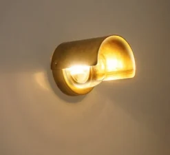 Applique d'extérieur, Alba monocle, laiton brossé, verre transparent, IP44, Ø8cm, P10cm - Contain