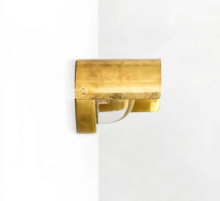 Applique d'extérieur, Alba monocle, laiton brossé, verre transparent, IP44, Ø8cm, P10cm - Contain