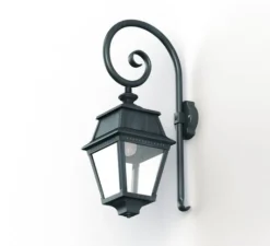 Applique d'extérieur, Avenue 2, modèle n°2, vert de gris, verre clair, IP44, L24cm, H74,3cm - Roger Pradier