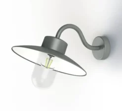 Applique d'extérieur, Belcour N° 1, verre clair, gris métal, IP44, L32cm, H26,7cm - Roger Pradier