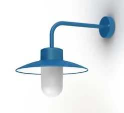 Applique d'extérieur, Belcour, Modèle n°9, bleu azur, verre dépoli, IP44, L32cm, H38,5cm - Roger Pradier