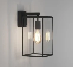 Applique d'extérieur, Box Lantern 350, noir, IP23, L18cm, H35cm - Astro