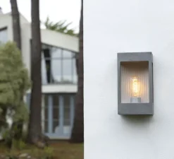 Applique d'extérieur, Brick N° 1, aluminium brut, IP44, L16,9cm, H30,3cm - Roger Pradier