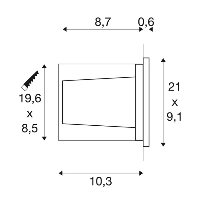 Applique d'extérieur, BRICK, noir, IP65, LED, 3000K, 950 lm, L21cm, H9,1cm - SLV