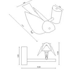 Applique d'extérieur, Chirp, rouge, IP55, LED, 2700K, 360 lm, L18cm, H12cm - Toscot