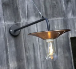 Applique d'extérieur, Cooper N° 3, verre clair Cuivre vernis sans patine 084, IP65, L30,2cm, H78,2cm - Roger Pradier