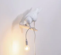Applique d'extérieur, Corbeau, Bird Lamp Looking Left Outdoor, blanc, L32,8cm, H14,5cm - Seletti