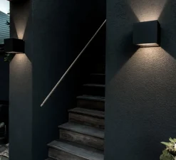 Applique d'extérieur, CUBE XL Up&Down, noir, IP54, LED, 3000K, 1080lm, Ø15cm, H15cm - Light Point