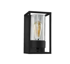 Applique d'extérieur, Cubic 3365, Noir, verre transparent, IP44, L15cm, H27cm - Moretti Luce