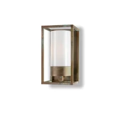 Applique d'extérieur, Cubic 3365, Laiton vieilli, verre opale, IP44, L15cm, H27cm - Moretti Luce