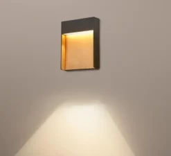 Applique d'extérieur, Flatt, noir, IP65, LED, K, 500lm, Ø18cm, H23cm - Slv