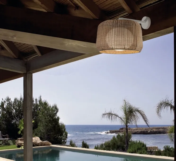 Applique d'extérieur, Fora A, Blanc, beige clair, IP66, Ø50cm, H40,5cm - Bover