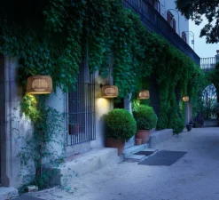 Applique d'extérieur, Fora A, marron graphite, rotin, IP66, Ø50cm, H40,5cm - Bover