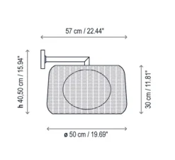 Applique d'extérieur, Fora A, marron graphite, rotin, IP66, Ø50cm, H40,5cm - Bover