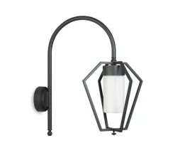 Applique d'extérieur, Gemstone 3470, Noir, verre opale, IP44, Ø50cm, H58cm - Moretti Luce