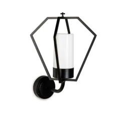 Applique d'extérieur, Gemstone 3451, Noir, verre opale, IP44, Ø33cm, H48cm - Moretti Luce