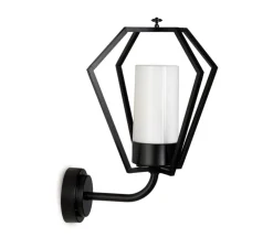 Applique d'extérieur, Gemstone 3451, Noir, verre opale, IP44, Ø33cm, H48cm - Moretti Luce