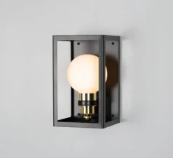 Applique d'extérieur, Hamilton, noir et or, IP65, Ø16cm, H27cm - Mullan Lighting