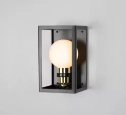 Applique d'extérieur, Hamilton, noir et or, IP65, Ø16cm, H27cm - Mullan Lighting