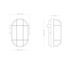 Applique d'extérieur, Hublot, bakélite et verre transparent, noir, IP54, L13,5cm, H19,5cm - Zangra
