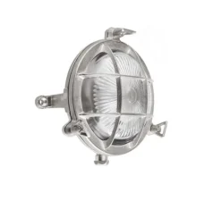 Applique d'extérieur, Hublot, laiton nickelé, IP55, Ø11,5cm, H6cm - Zangra